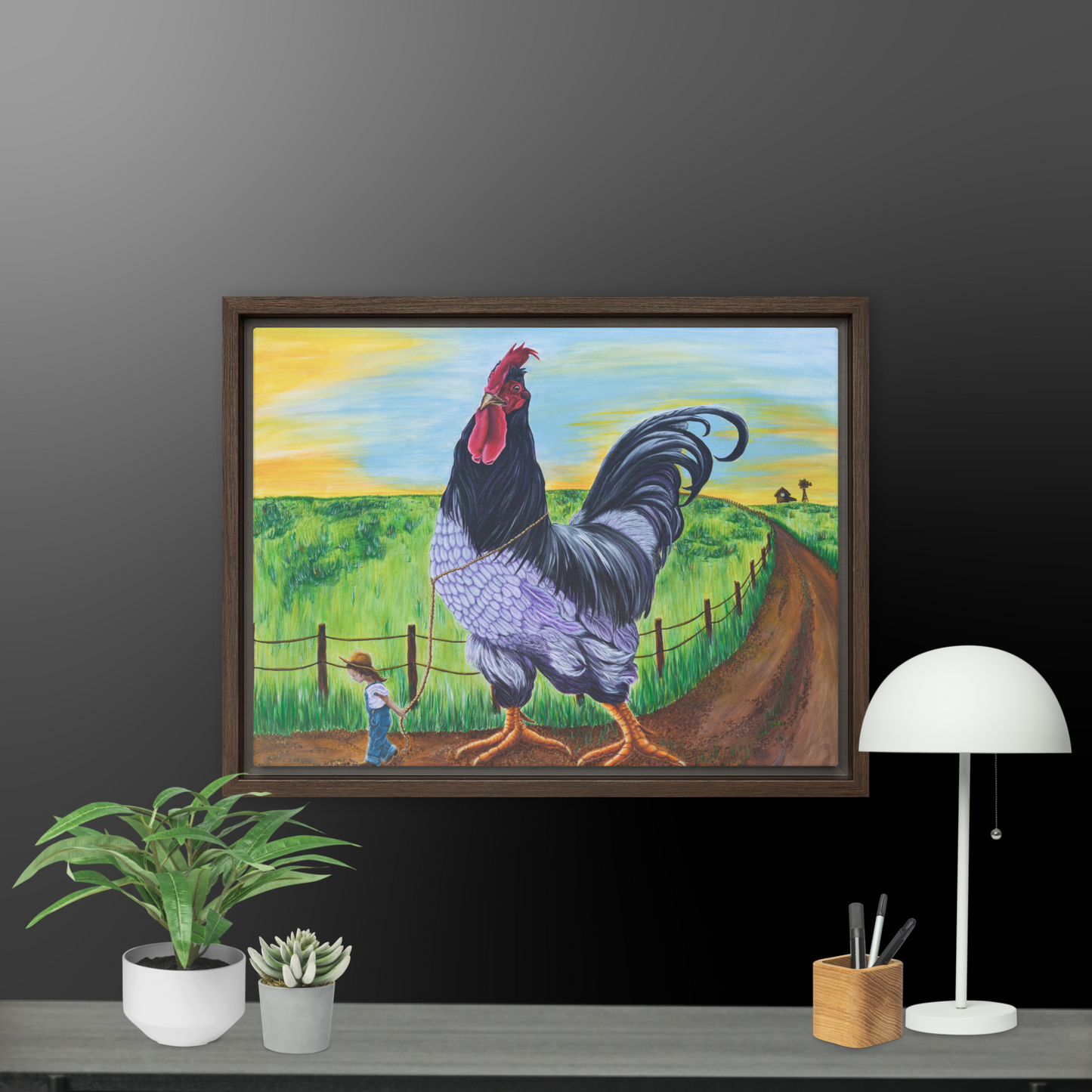 Framed canvas - Walk the Rooster