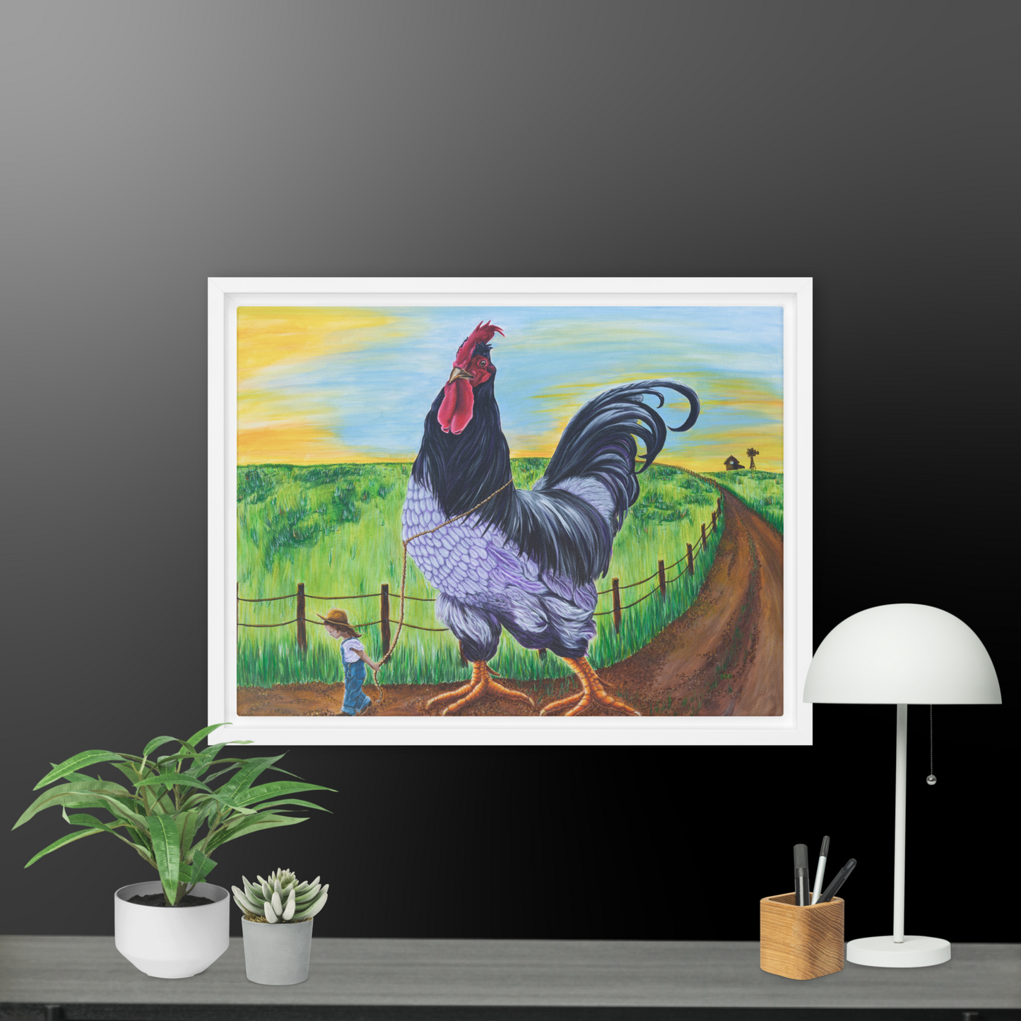 Framed canvas - Walk the Rooster